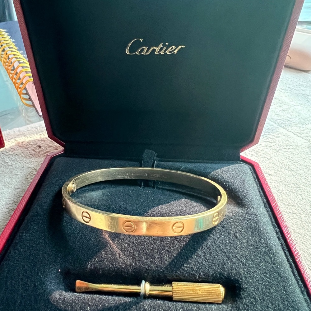 Cartier Yellow Gold Size 19 Love Bracelet. Box and proof of purchase included